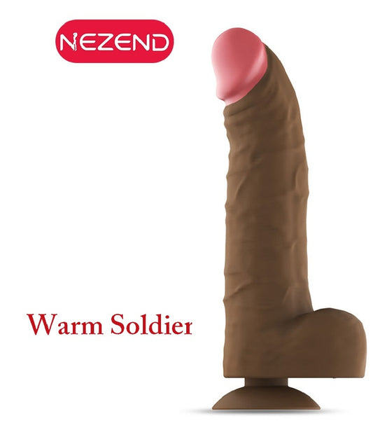 Ομοίωμα πέους με Δόνηση , Θερμότητα & Remote Control "Warm Soldier" Brown 22cm