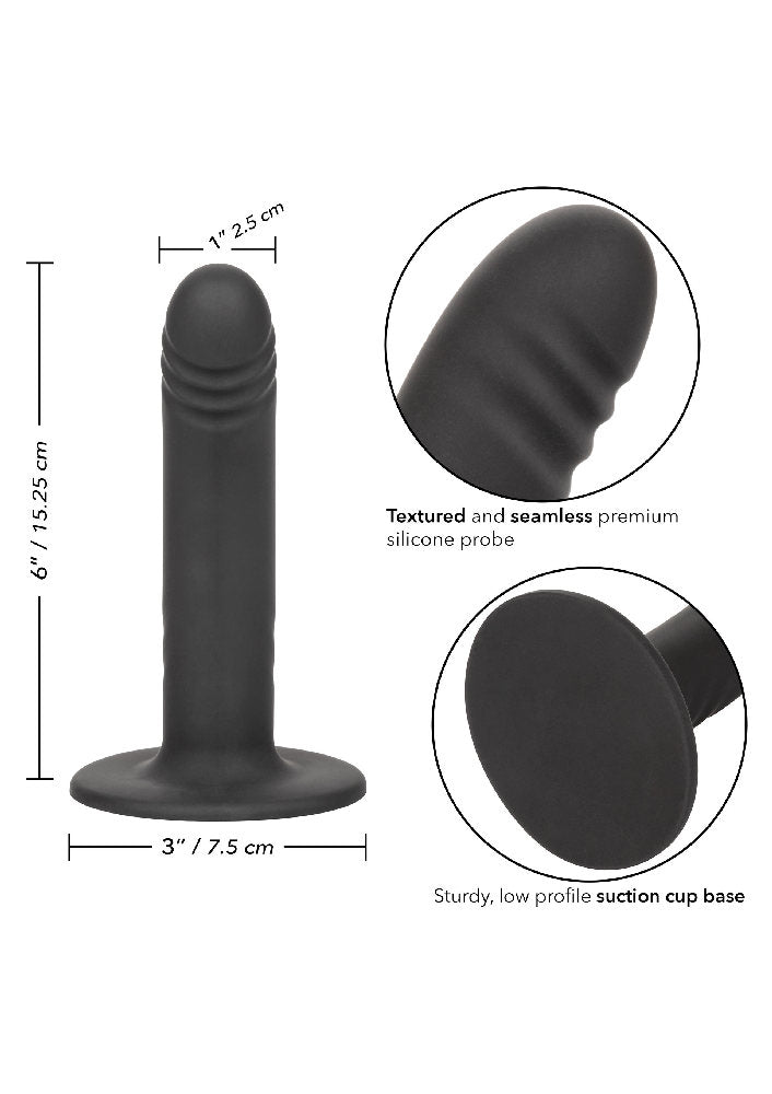 Ομοίωμα σιλικόνης "Strap On" μαύρο με ραβδώσεις 15cm